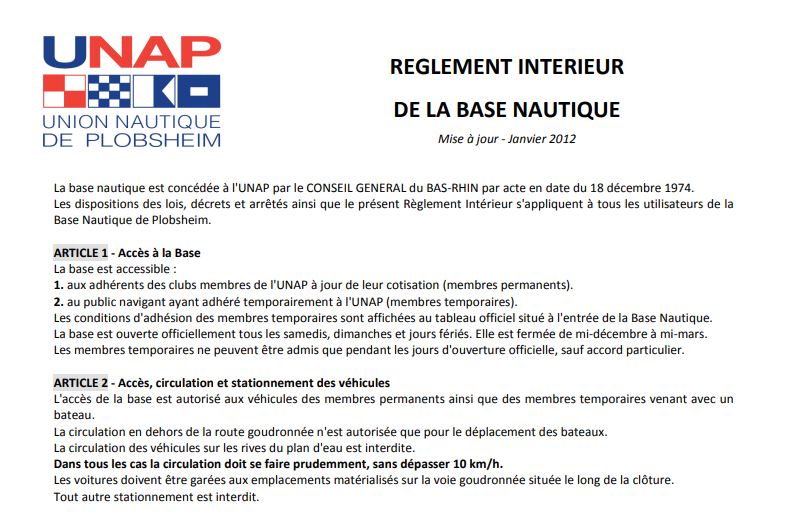 Règlement Unap
